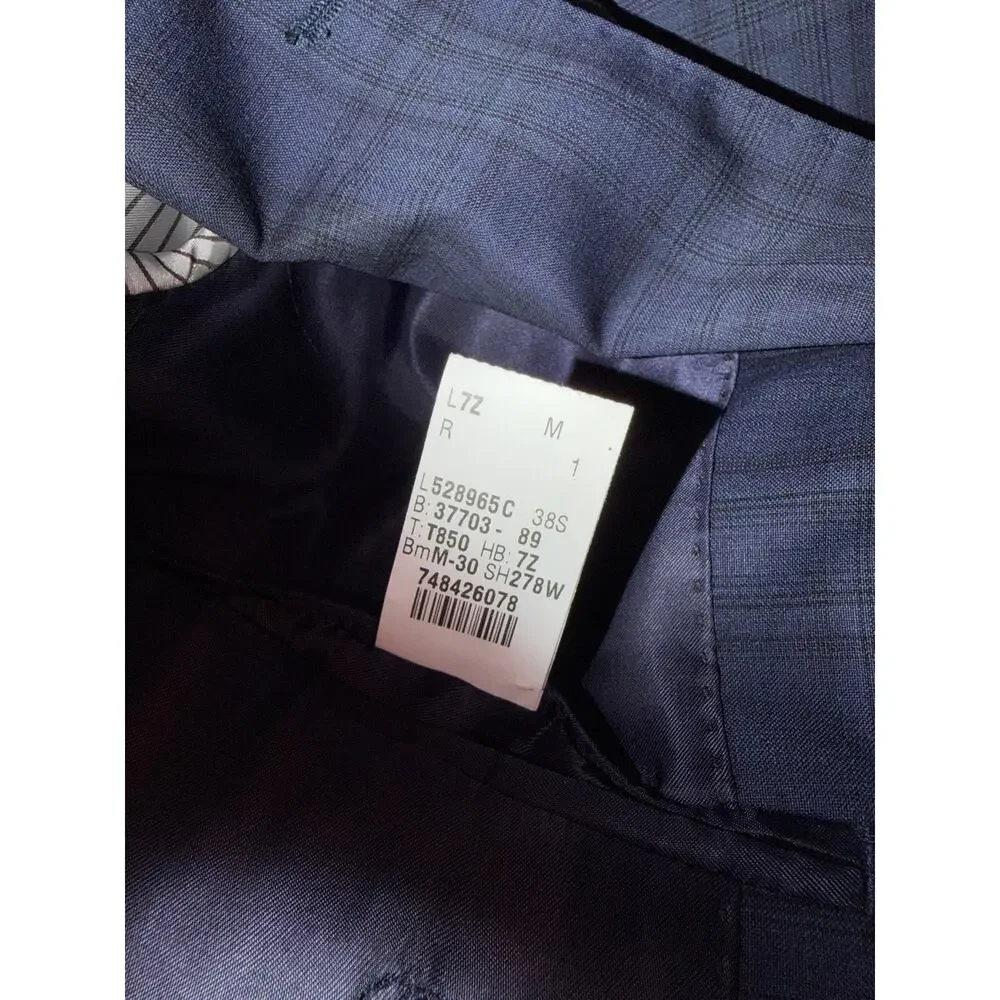 Michael kors blue plaid suit jacket size 38 S